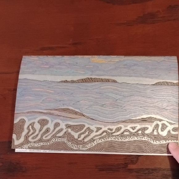 Handmade One Of A Kind Colorful Sunset Ocean Gell Pen Art Card 8.5"X11" - Picture 11 of 16